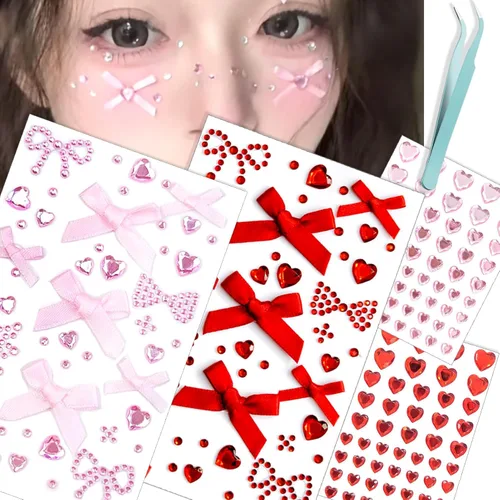 Miniatura 10 de NOOEPC Gemas faciales de Navidad, accesorios para rave, maquillaje de Navidad, copos de nieve, joyas autoadhesivas para la cara, joyas de ojos