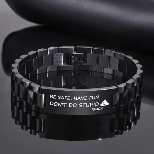Miniatura 5 de MEALGUET - Pulsera de acero inoxidable con texto inspirador grabado, regalo de cumpleaños, de graduación, de mamá o papá, regalo de Navidad
