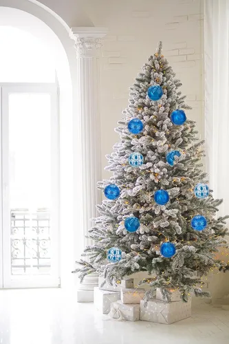 Miniatura 4 de Hollyone Adornos de bola de Navidad de 3.15 pulgadas / 80 mm, azul, 12 piezas, irrompibles, juego de adornos en relieve para árbol de Navidad