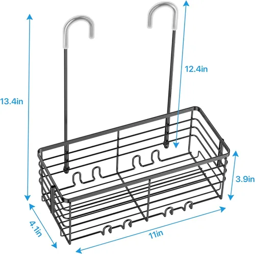 Miniatura 6 de YUOROS Organizador de ducha colgante, estante organizador de ducha sobre la puerta, acero inoxidable 304 a prueba de óxido (negro)