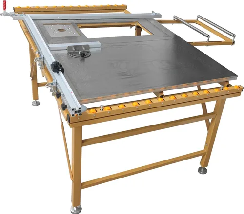 Miniatura 3 de Sierra de mesa con soporte para cortar madera con altura de hoja ajustable para fabricación de muebles, carpintería plegada y corte diagonal de 45°