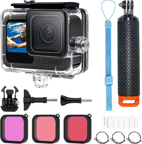 Miniatura 11 de OKFUN Funda protectora de buceo impermeable para Go Pro Hero 4K, 196 pies/196.9 ft, carcasa duradera para buceo subacuático, esnórquel, surf