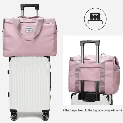 Miniatura 6 de Bolsas de lona de viaje, bolsa deportiva de gran capacidad, expandibles, bolsas de gimnasio ligeras para hombres y mujeres, Rosado, Classic