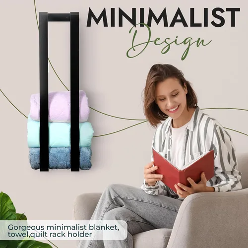 Miniatura 6 de Estante de pared para mantas: estante flotante para sala de estar y dormitorio, soporte rústico para mantas montado en la pared, organizador de ropa