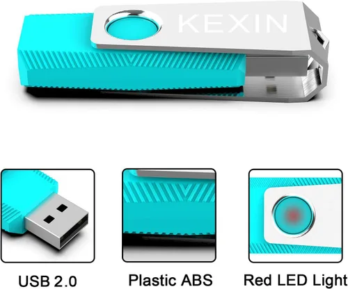 Miniatura 6 de KEXIN Unidad flash de 128 GB, paquete de 3 unidades flash USB de 128 GB, unidad de memoria USB 2.0 con llavero (128G 3 unidades)