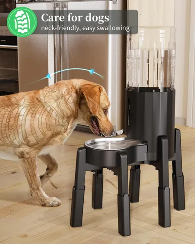 Miniatura 6 de CZPET Soporte dispensador de agua para perros, soporte para comederos automáticos de mascotas, soporte elevado ajustable de ancho y altura