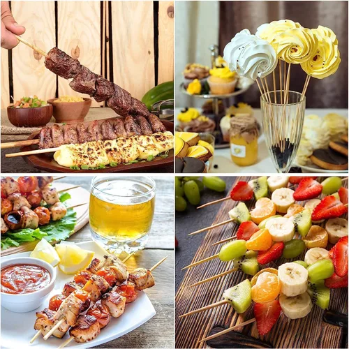 Miniatura 6 de 300 brochetas de bambú de 6 pulgadas, pinchos de madera para aperitivos, palitos de kabob, frutas, barbacoa, parrilla, fuente de chocolate, pollo