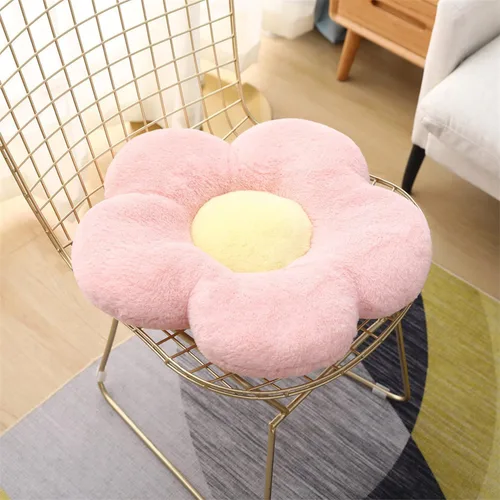 Miniatura 2 de YILANLAN Lindo Cojín de Flores de Felpa Almohada de Piso Casual Cómoda Almohada Oficina Sala de Estar Cama Decoración Cojín Simple Decoración de Rosa