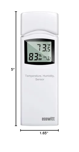 Miniatura 7 de ECOWITT WN31 - Termómetro inalámbrico multicanal y sensor de higrómetro, medidor de temperatura y humedad con pantalla LCD, interruptores