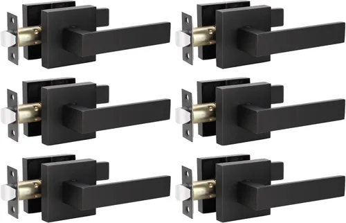 Miniatura 14 de KNOBWELL Paquete de 1 manija de puerta interior negra para uso en interiores, reversible para izquierda y derecha sin llave Negro