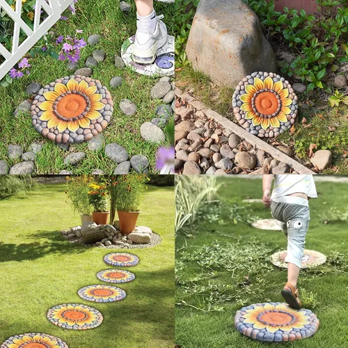 Miniatura 4 de Piedras decorativas de girasol para jardín al aire libre – Adoquines para sendero exterior, piedras de jardín, piedras decorativas para jardín al
