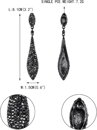 Miniatura 4 de EVER FAITH - Aretes largos de cristal austriaco para mujer, diseño de doble gota
