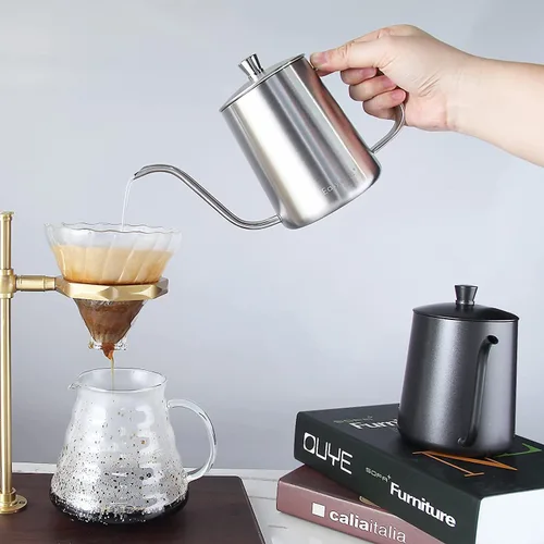 Miniatura 7 de Easyworkz Gage - Hervidor de café de cuello de cisne para verter sobre 20 onzas con termómetro de acero inoxidable con boquilla larga y estrecha