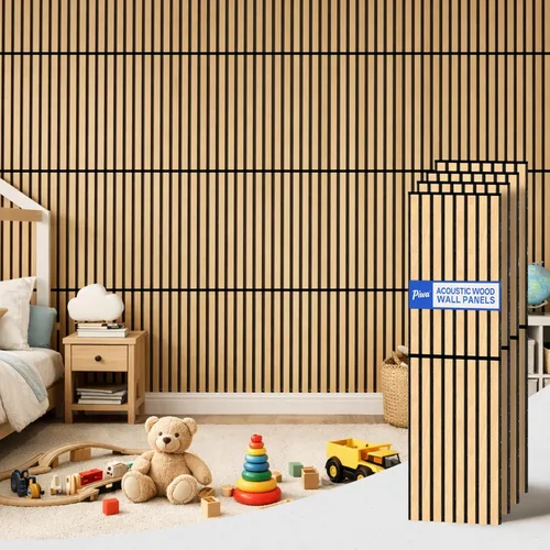 Miniatura 13 de PIWA Paneles de listones acústicos de madera, 94 x 24 pulgadas, 2 unidades, superficie MDF de 0.472 in con núcleo absorbente de sonido de 0.394