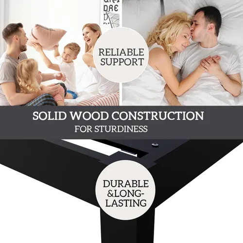 Miniatura 6 de Base de cama de bambú de tamaño individual con plataforma de madera, estructura sólida y estable con listones antideslizantes, cama alta,