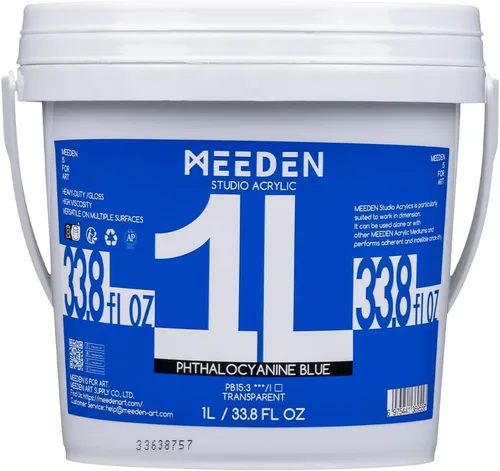 Miniatura 20 de MEEDEN Pintura acrílica blanca de titanio: 1 l/33.8 oz pinturas acrílicas brillantes de cuerpo pesado - Pintura blanca gruesa para lienzo, Blanco