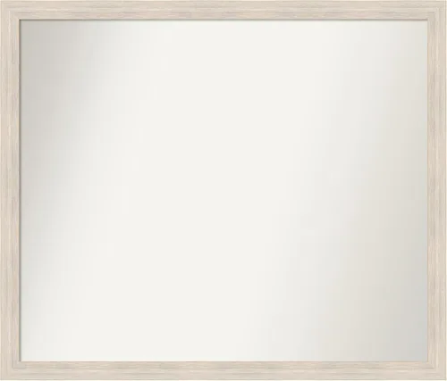 Miniatura 269 de Amanti Art Espejo de baño blanco para sobre el fregadero, 30 x 35 pulgadas, espejo de tocador rectangular estrecho de Eva de oro blanco, marco
