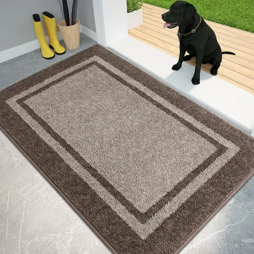 Miniatura 29 de PURRUGS Tapete para puerta con atrapamiento de suciedad, 20 x 32 pulgadas, antideslizante, lavable a máquina, tapete de entrada, tapete para puerta