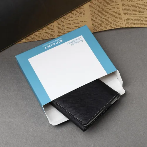 Miniatura 7 de Multicolor sólido para hombre de cuero clip de dinero Navidad para padre, Negro, gris-ecm10a05
