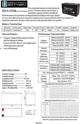 Miniatura 6 de Mighty Max Battery Batería de repuesto de 12V 9AH SLA para Generac GP8000E generador eléctrico