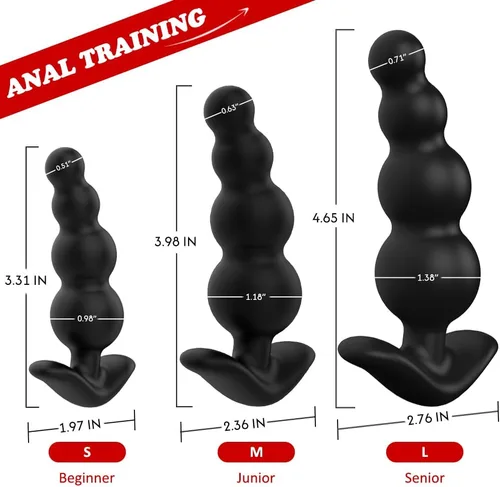 Miniatura 5 de Tapones anales de silicona con cuentas anales, entrenador anal con 3 tamaños diferentes, juegos de entrenamiento anal para usuarios avanzados