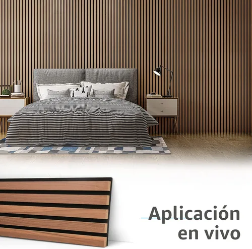 Miniatura 6 de Art3d Paneles acústicos de listones de madera de 4 piezas para decoración elegante y reducción de ruido, panel texturizado 3D para techo y pared