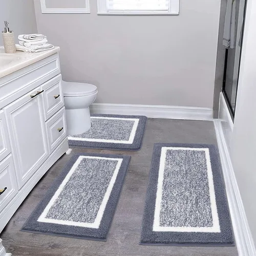 Miniatura 19 de Pauwer Juego de baño, alfombras de baño antideslizantes, alfombras de ducha absorbentes para suelo de baño, bañera y ducha, color azul aguamarina
