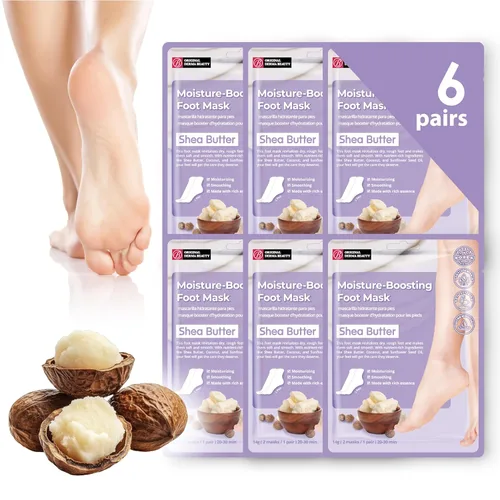 Innerest Original Derma Beauty - Máscara para pies (6 pares, manteca de karité, removedor de callos), suministros de pedicura 6PK manteca de karité