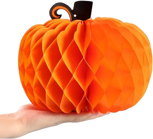 Miniatura 4 de Kalolary Paquete de 8 paquetes de papel de panal de calabaza de Halloween calabaza panal de abeja bola de Halloween, día de Acción de Gracias