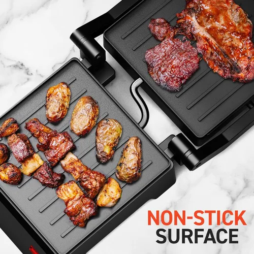 Miniatura 5 de Elite Gourmet EPN160X 5.5 x 5.3" Multifuncional, compacta prensa eléctrica Panini, parrilla de contacto, parrilla plana de 180°, ligera, placa