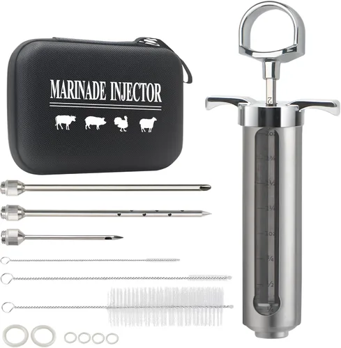 Kit de inyección de carne para barbacoa, inyector de jeringa con sabor a condimento cajún para cocinar, parrilla, ahumador, barbacoa en pollo, pavo