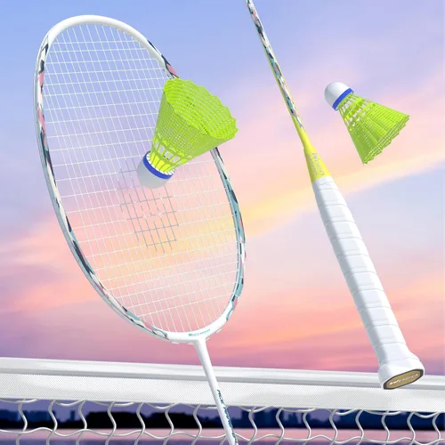Miniatura 3 de Raquetas de bádminton profesionales de fibra de carbono para patios traseros y gimnasio 2 piezas camuflaje