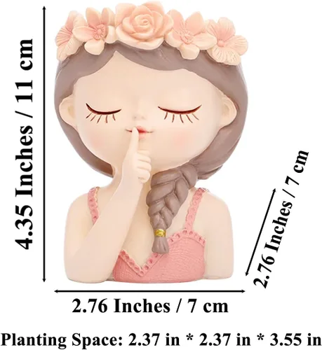 Bonita maceta de resina para suculentas, maceta de flores para niña, cara humana, cactus, contenedor para bonsái, maceta para pulgar, estatua de