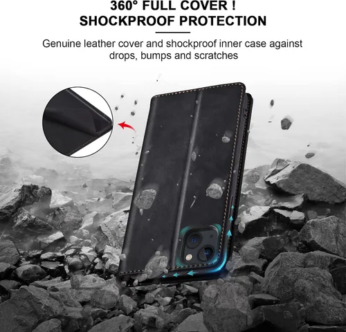 Miniatura 4 de Jasonyu Funda tipo cartera con tapa para iPhone 13, funda magnética de cuero con tarjetero, función atril, funda protectora duradera de TPU a prueba