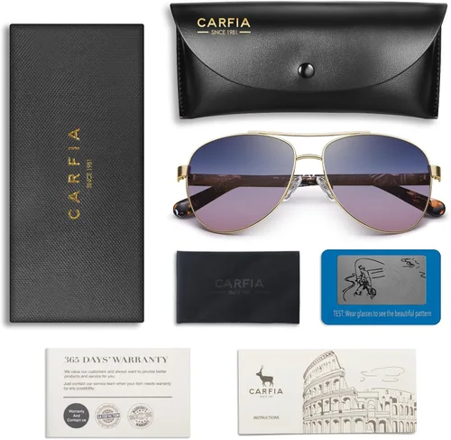 Miniatura 57 de CARFIA Gafas de sol polarizadas para mujer, protección UV, brazos de acetato, marco de metal, sombras para mujer, CA3216