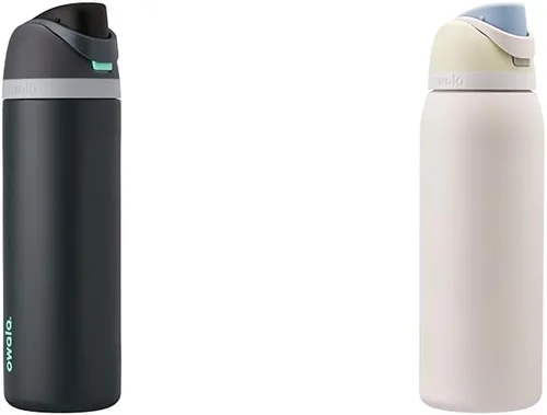 Owala FreeSip - Botellas de agua aisladas de acero inoxidable de 40 onzas con pajilla, marea brumosa y brisa helada