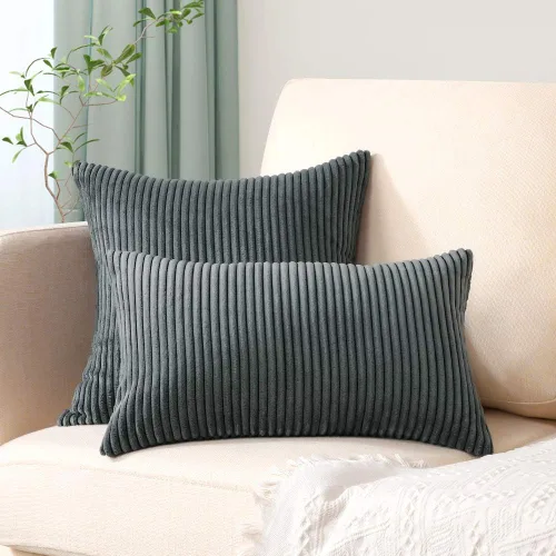 Miniatura 378 de Artscope Fundas de Almohada de Pana a Rayas Acogedoras Súper Suaves Decorativas Cuadradas Fundas de Cojín para Sofá Sillón Dormitorio Decoración
