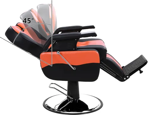 Miniatura 5 de Winado Silla de peluquería reclinable resistente, giratoria de 360° y altura ajustable y soporta hasta 440 libras, para peluquería y salón