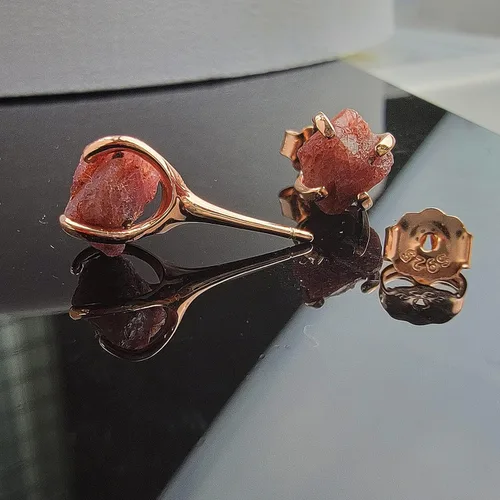 Miniatura 21 de Aretes de piedra preciosa natural en bruto con oro rosa sobre plata de ley 925, 6 a 0.276 in, regalo de piedra de nacimiento de calidad genuina