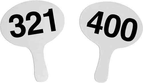 Miniatura 10 de 201-300, Cartonplast de 0.079 in, juego de paletas de subasta Better Bidders de forma ovalada, ventiladores de plástico blanco de 1 pieza (201-300)