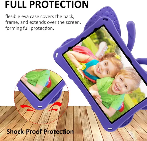 Miniatura 19 de FW Fire 7 - Funda para tablet para niños, Amazon Fire 7 2022, funda de mariposa con luz de atril, EVA, protección contra caídas, resistente, a