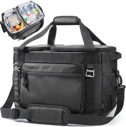 Miniatura 15 de TOURIT Lonchera térmica con lados blandos 48/60 latas gran bolsa de almuerzo plegable, caja de hielo, 8.4/10.6 galones enfriadores sin fugas y Negro