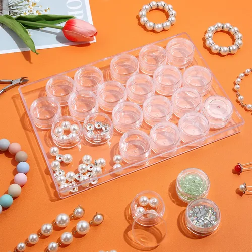 Miniatura 5 de Xinnun 4 unidades organizadores de cuentas transparentes para bordar cuentas con tapa, almacenamiento de pintura de diamante de plástico