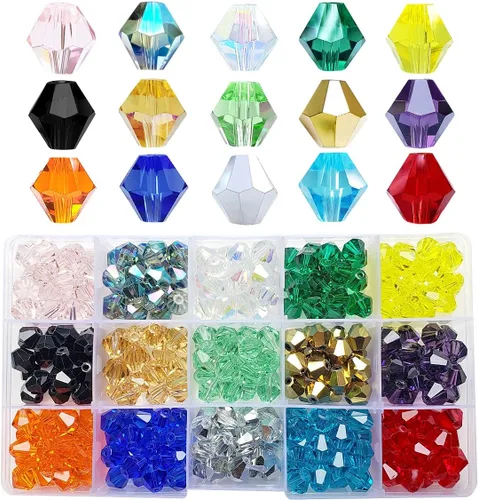 Cuentas de vidrio de bicono de 0.394 pulgadas para hacer joyas, 300 piezas de forma facetada, cuentas espaciadoras de cristal coloridas, surtidos,