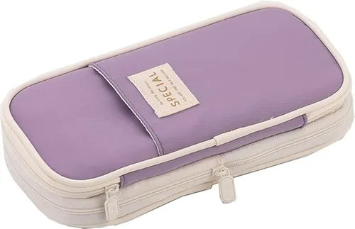Miniatura 5 de Arnuixty Estuche de almacenamiento grande para lápices, bolsa para bolígrafos con cremallera, organizador de gran capacidad para oficina, caja
