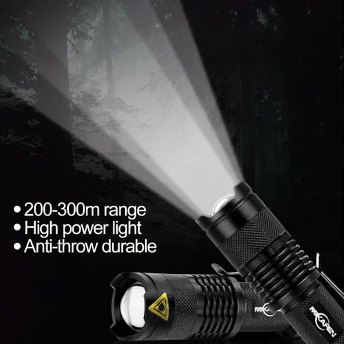 Miniatura 4 de Mini Cree Q5 - Linterna LED, 300 lúmenes, 3 velocidades (luz, luz baja, luz estroboscópica), foco ajustable, luz ampliable, DZ256, 3.00watts 5