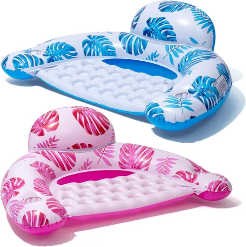 Miniatura 9 de Flotadores de piscina para adultos [2025 Nuevo Actualizado] - Sillas Flotantes Inflables, Flotadores de Piscina con Soportes para Tazas, 2 Parches