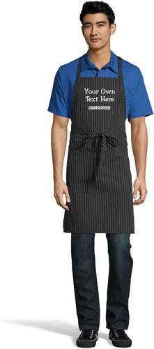 Miniatura 7 de Delantal personalizado con texto en inglés "Add a name", diseño bordado, unisex, extra largos, delantales para adultos, 23 pulgadas de ancho x 34