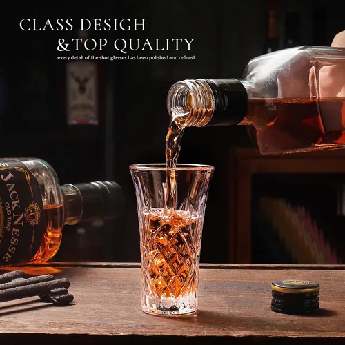 Miniatura 6 de Paquete de 6 vasos de chupito a granel con base pesada de 2 onzas pequeñas vasos de chupito para vodka, whisky, tequila, expreso, juego de licor