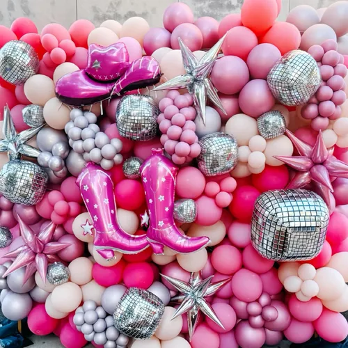 Miniatura 2 de 4 botas de vaquera rosa+sombrero de papel de aluminio/decoraciones de primer cumpleaños de rodeo niña/decoraciones de fiesta de vaca